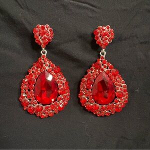 L&M Bling Chunky Red Pageant Earings